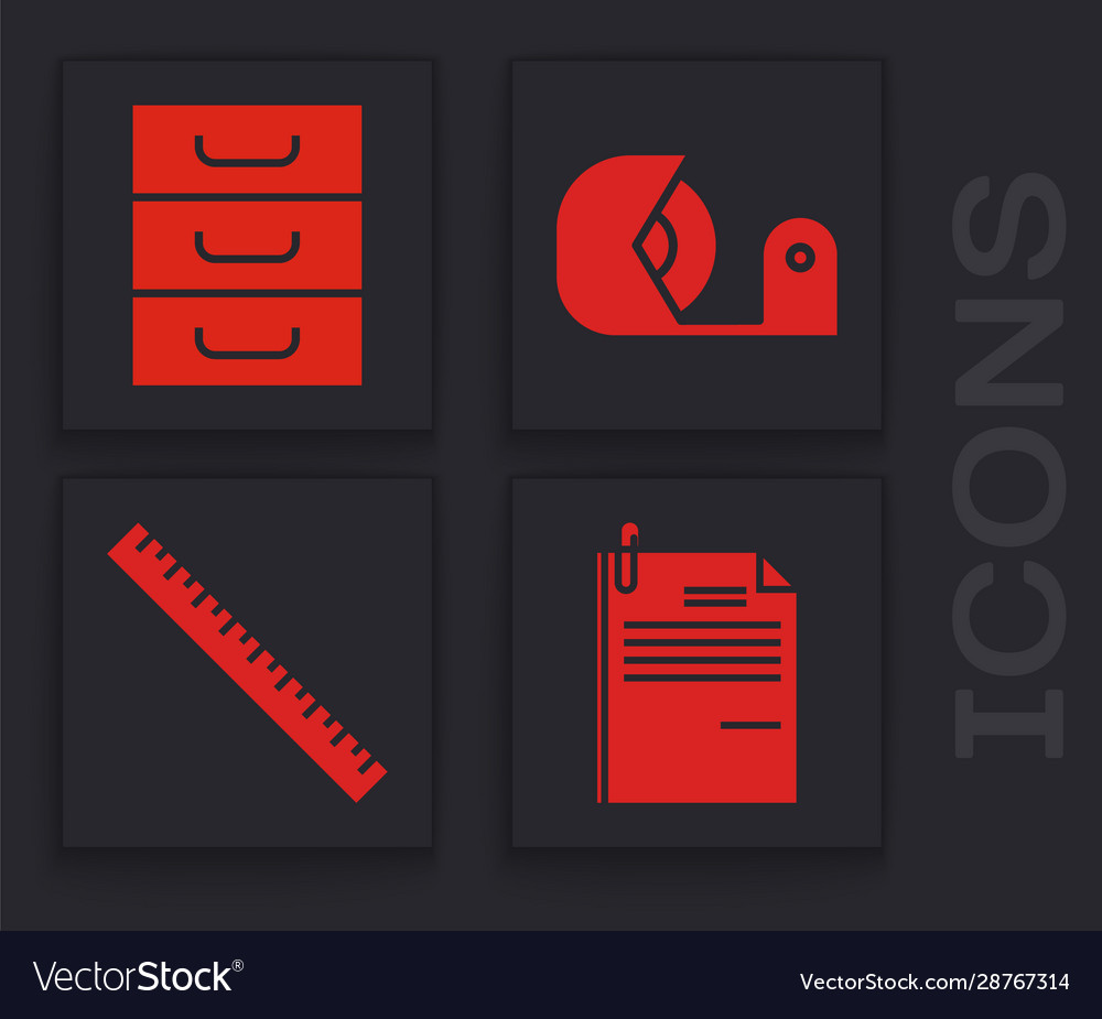 Set file document and paper clip drawer vector image Set file document and paper clip drawer