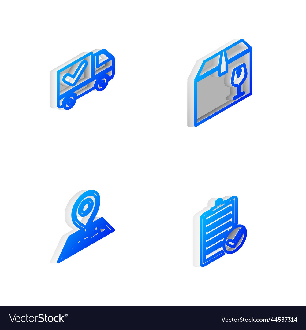 Set isometric line delivery box with fragile