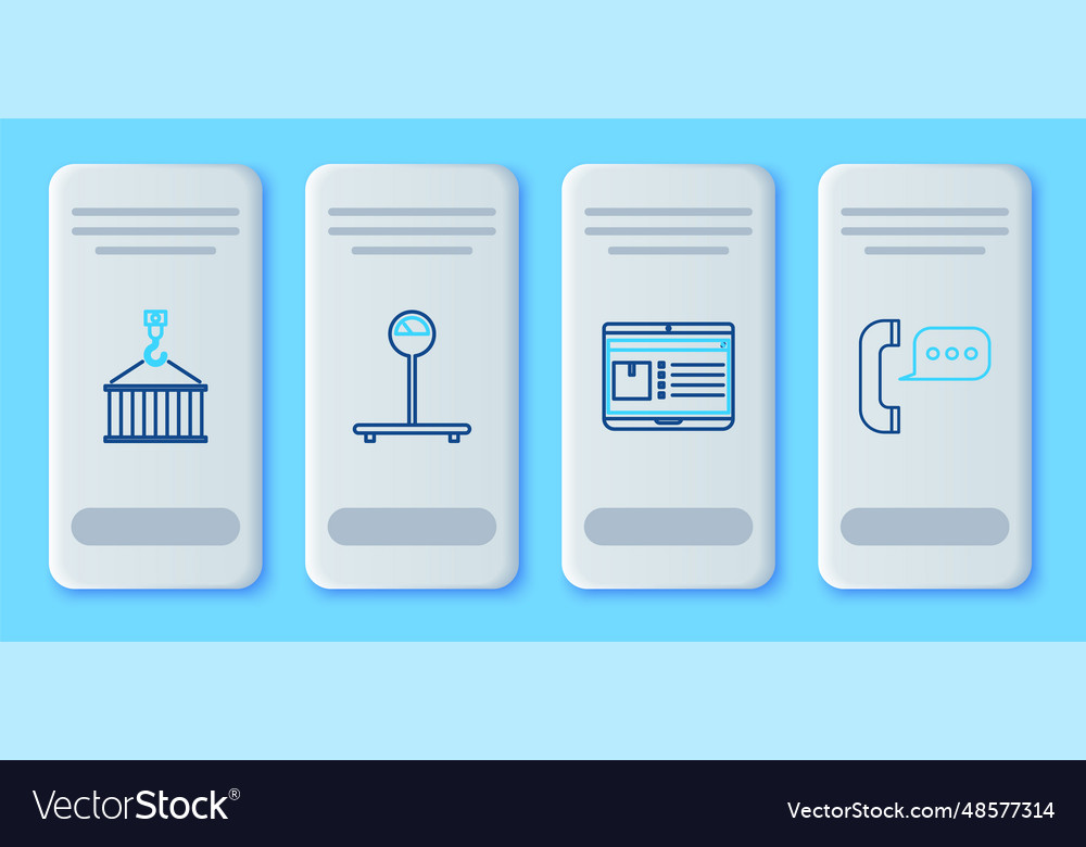 Set line scale laptop with app delivery tracking vector image Set line scale laptop with app delivery tracking