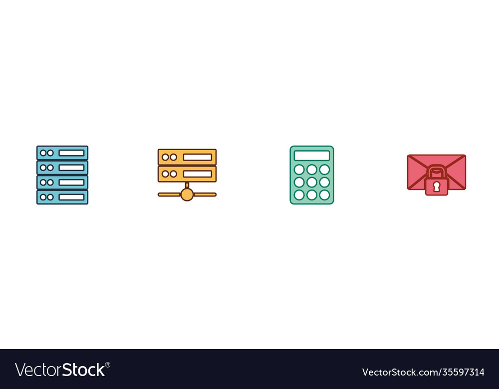 Set server data web hosting password vector image Set server data web hosting password