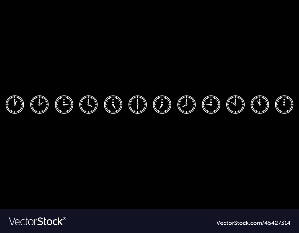 Time clock line icons alarm and smart