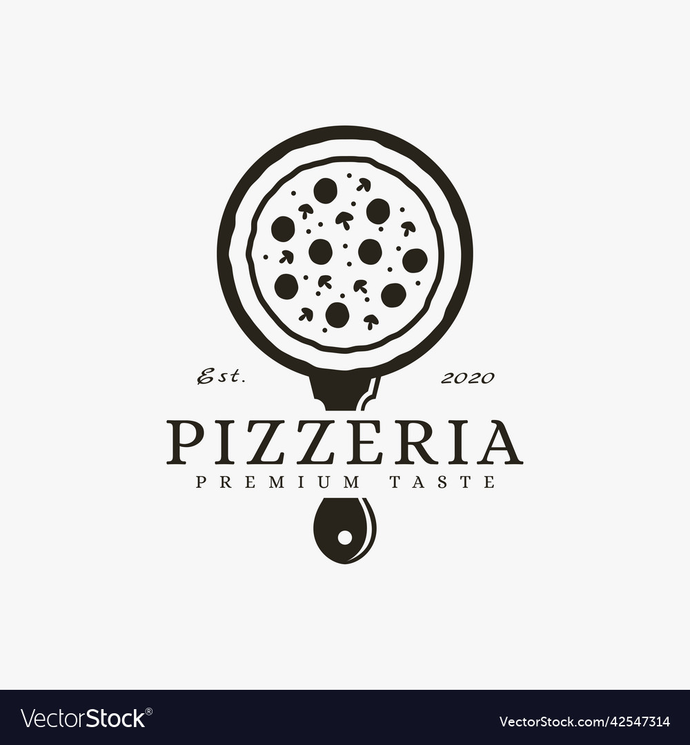 Vintage elegance tray and pizza logo template Vector Image