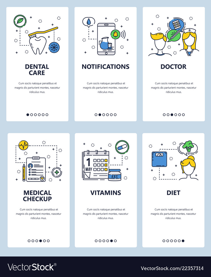 Web site linear art onboarding screens