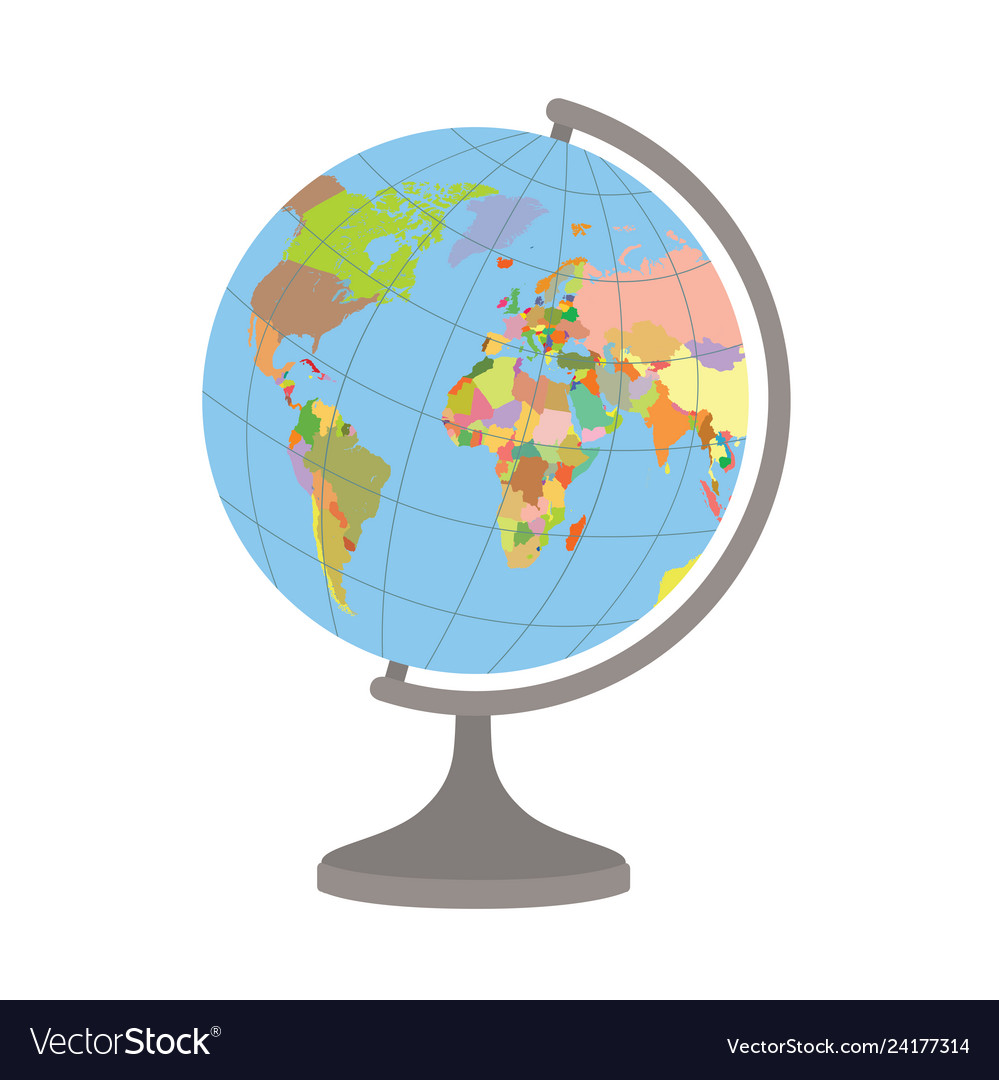 World globe on a stand political map of the Vector Image