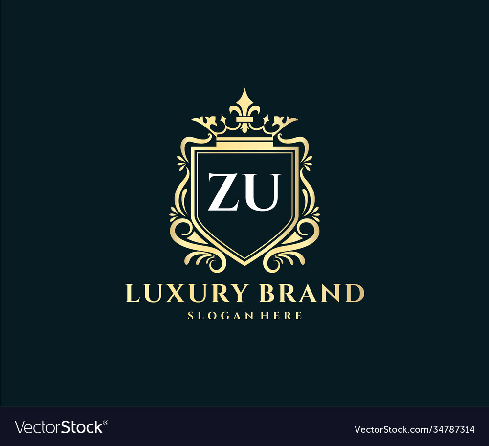 Zu initial letter gold calligraphic feminine Vector Image