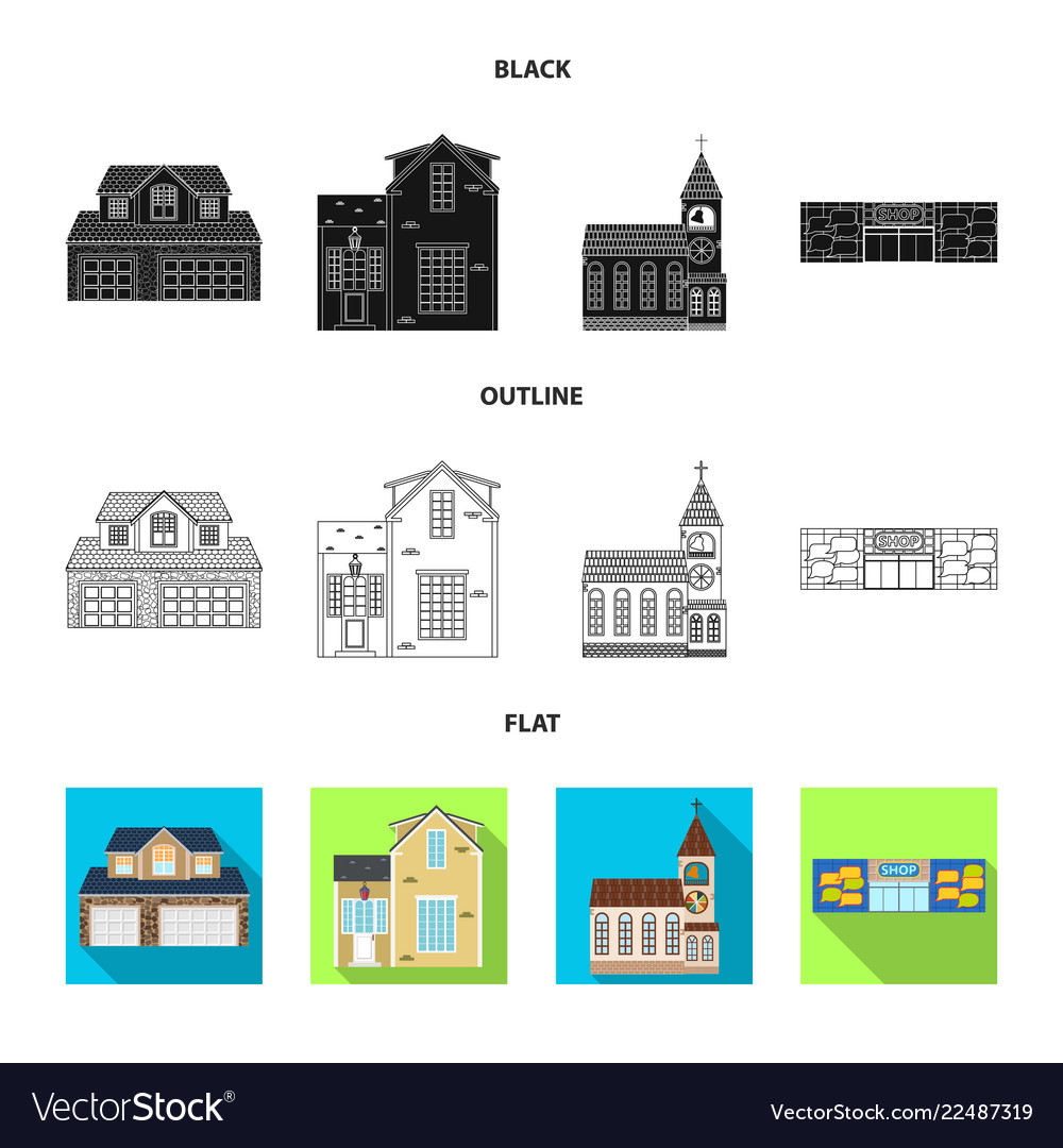 Building and front sign vector image Building and front sign