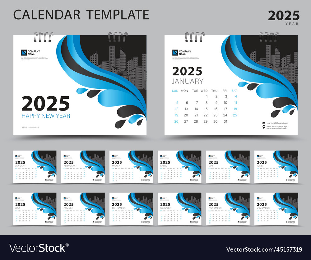 Creative calendar 2025 set template set of 12 Vector Image