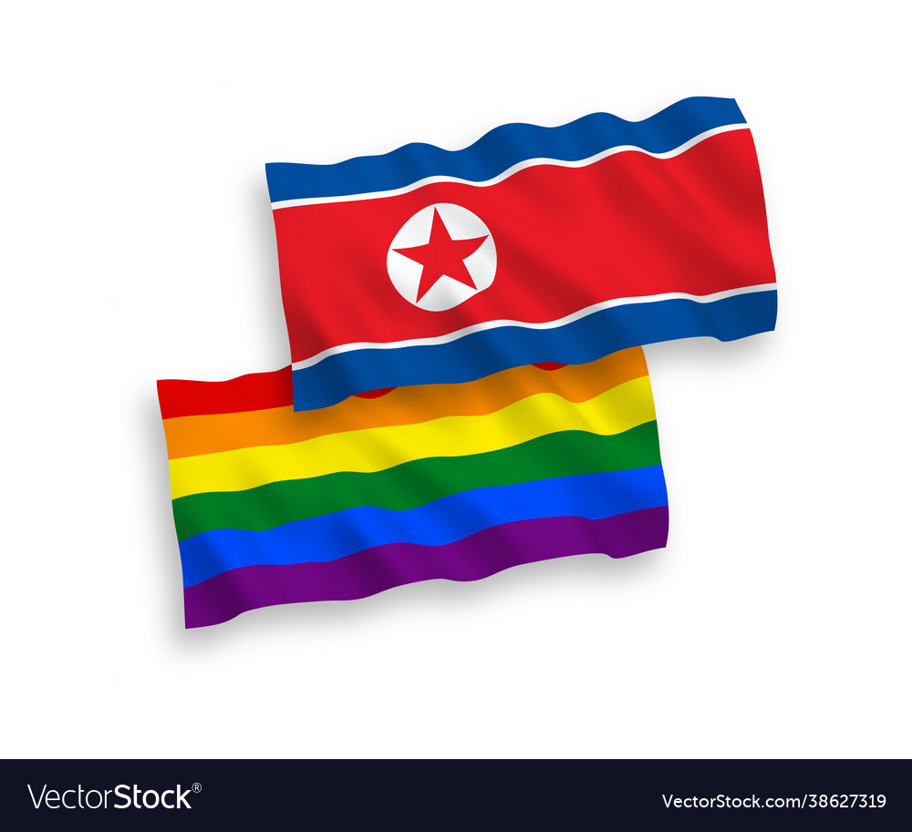 Flags north korea and rainbow gay pride