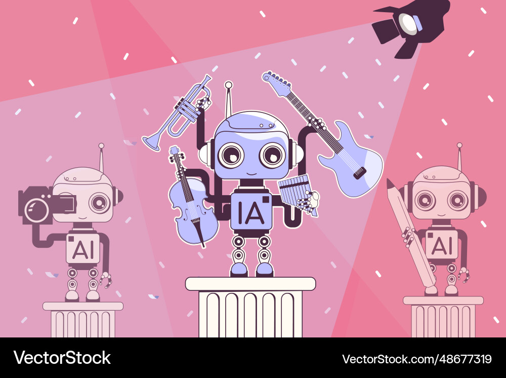 Flat ai artists composition Royalty Free Vector Image
