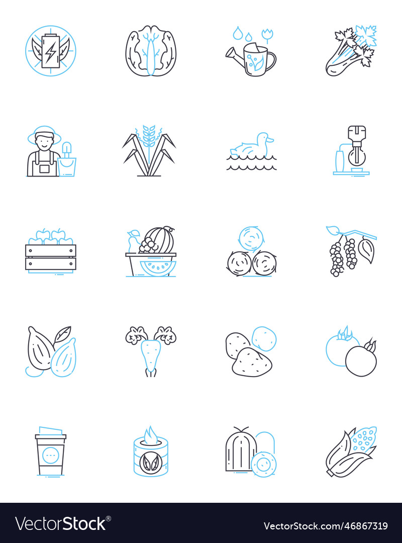 Horticulture market linear icons set nurseries Vector Image