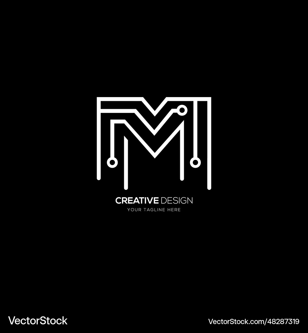 Letter m creative technological brand monogram Vector Image