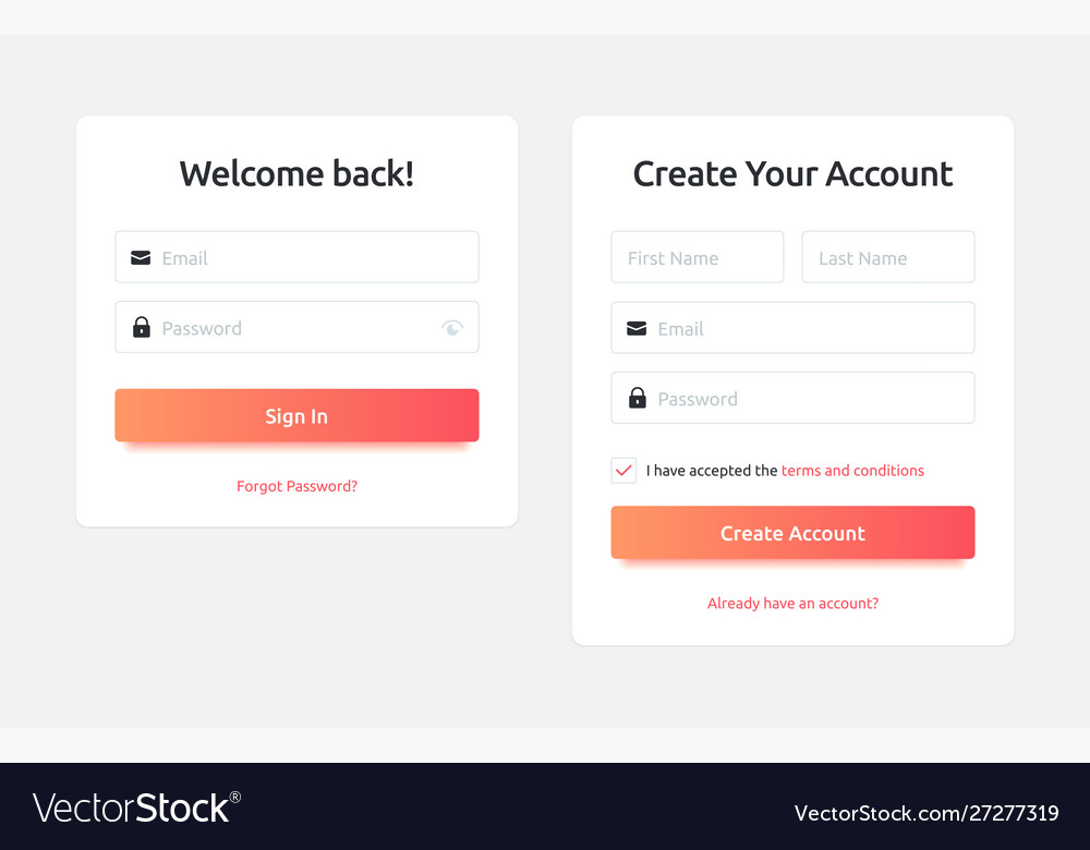 Log in sign up web forms