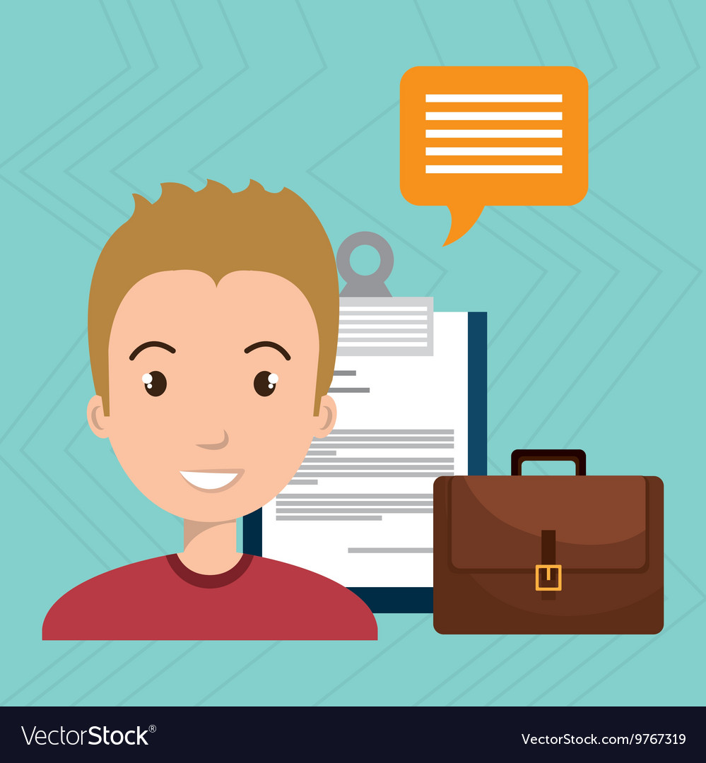 Man with suitcase and papers isolated icon design vector image Man with suitcase and papers isolated icon design