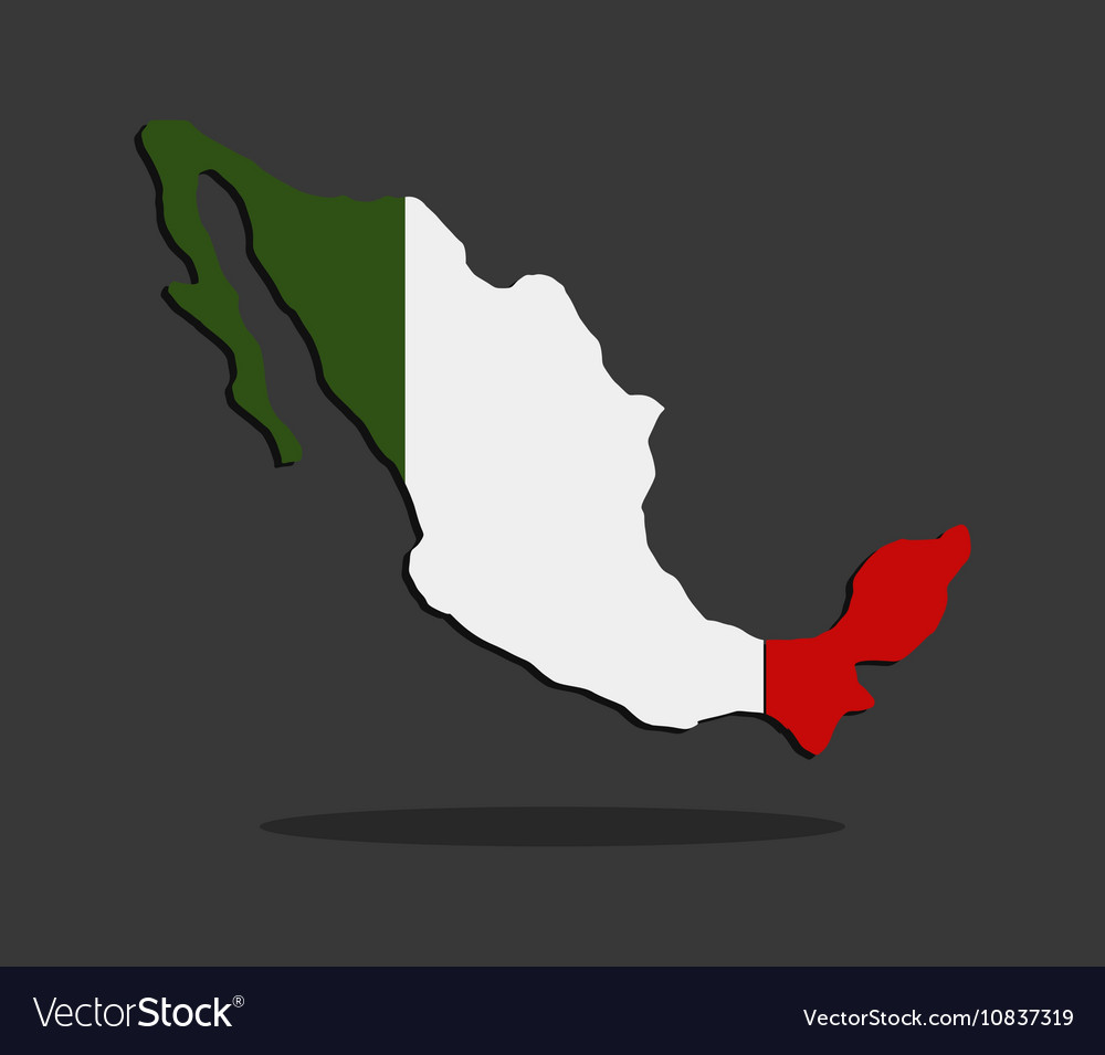 Map of mexico with flag