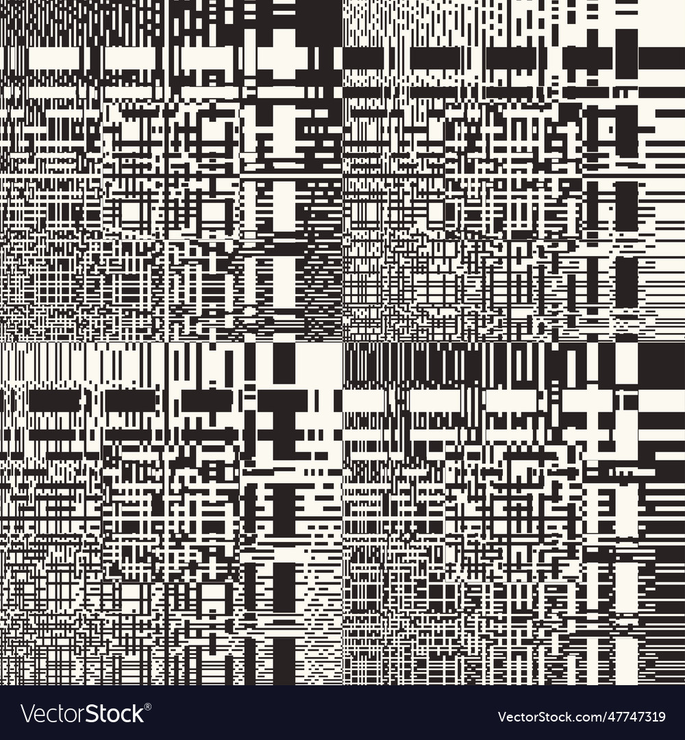 Monochrome pixel glitch effect textured pattern vector image Monochrome pixel glitch effect textured pattern