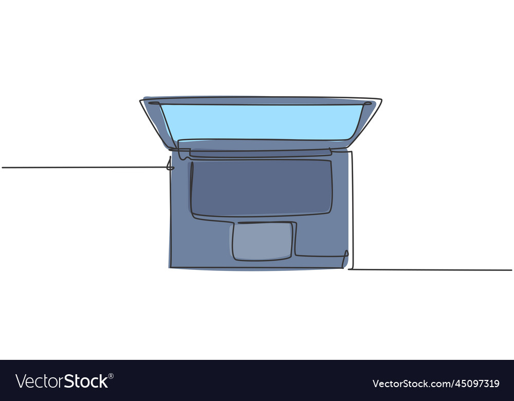 One continuous line drawing of laptop computer