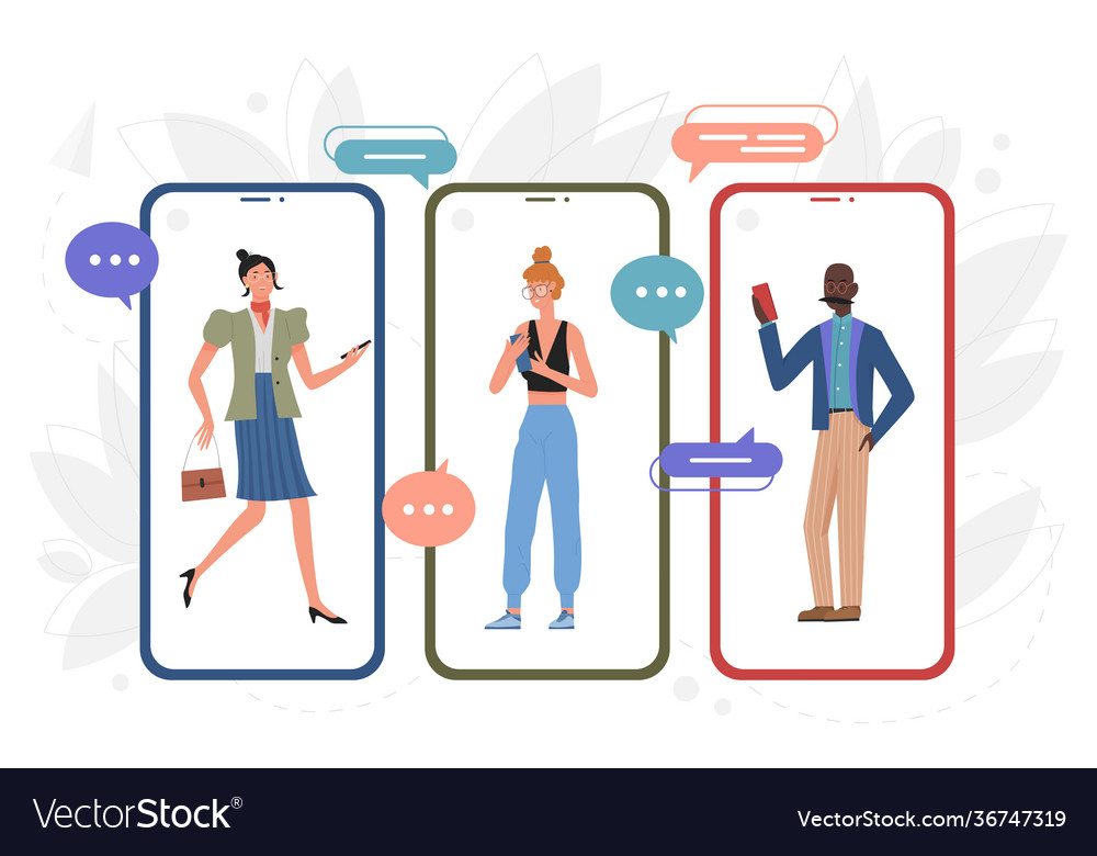 Chat with friends online collective virtual Vector Image