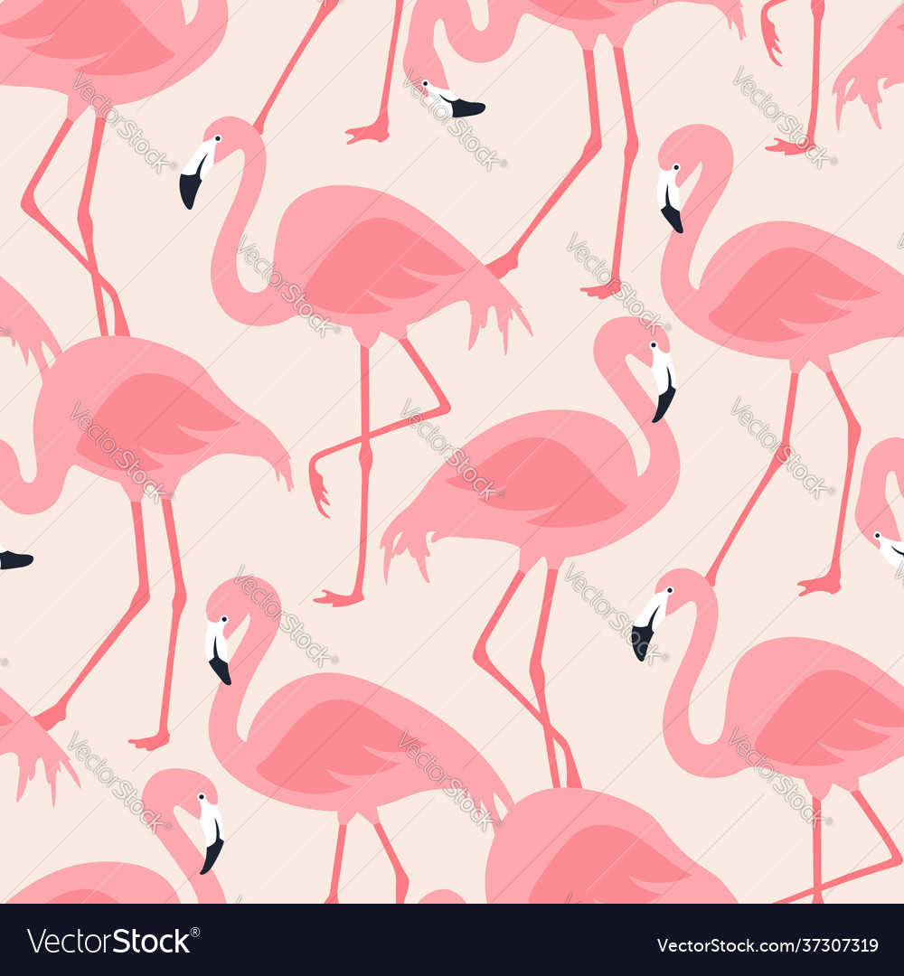 Seamless pattern with flamingos vector image Seamless pattern with flamingos