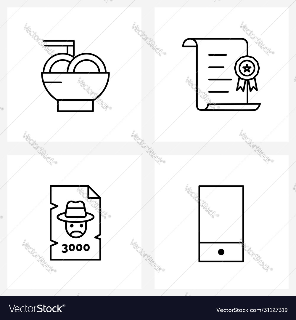 Set 4 simple line icons for web and print