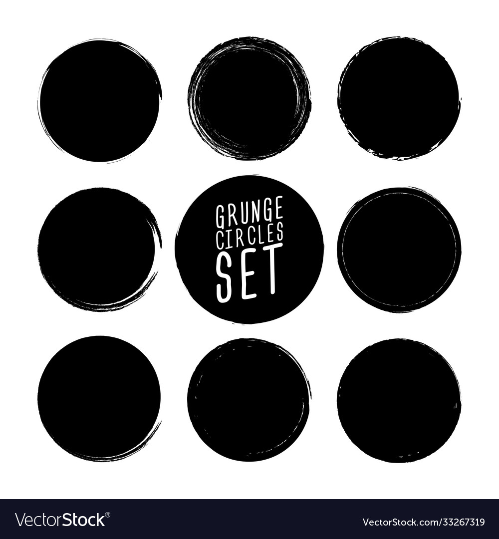 Set grunge circle brush strokes design vector image Set grunge circle brush strokes design