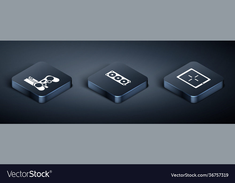 Set isometric game console with joystick tablet vector image Set isometric game console with joystick tablet