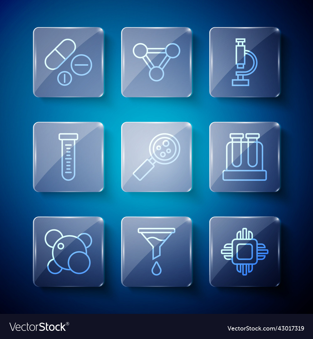 Set line molecule funnel or filter processor cpu vector image Set line molecule funnel or filter processor cpu