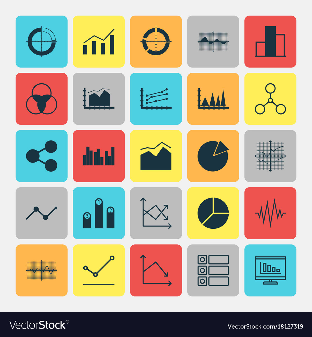 Set of graphs diagrams and statistics icons