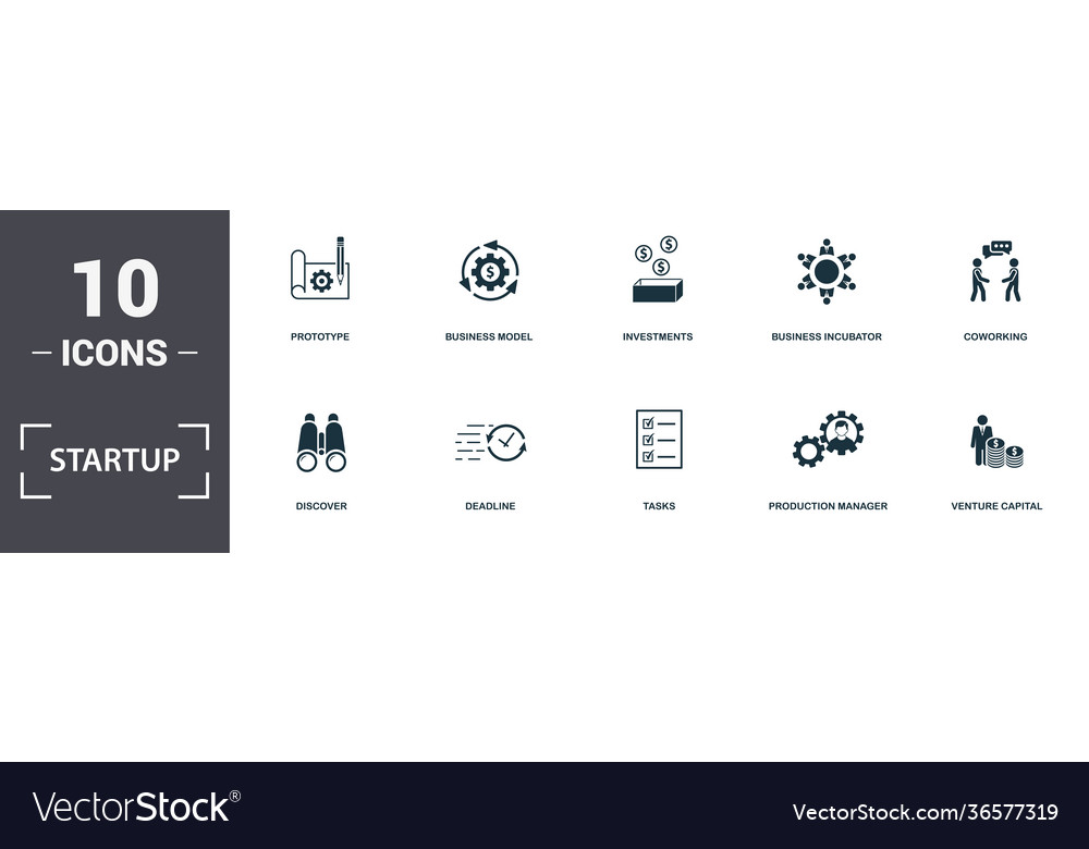 Startup icons set collection includes simple