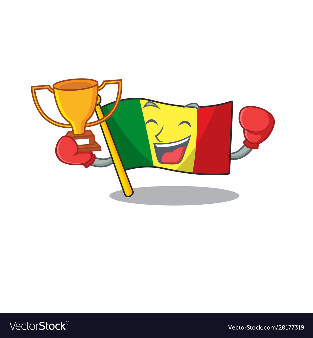 Student with book flag mali mascot cartoon