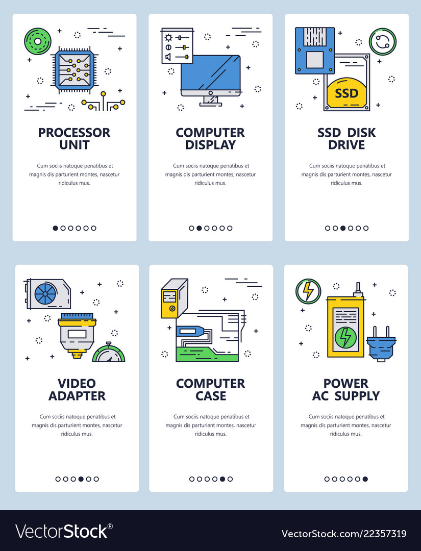 Web site linear art onboarding screens