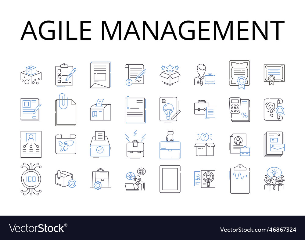 Agile management line icons collection lean