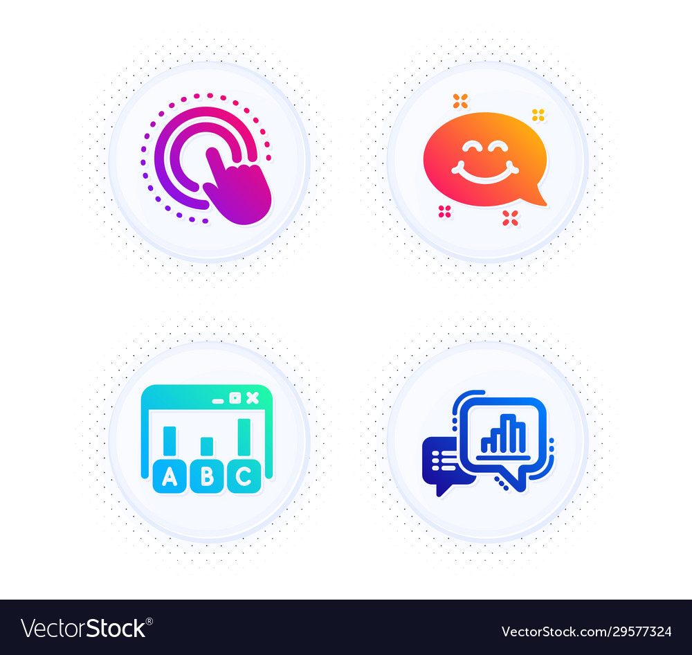 Click hand survey results and smile chat icons