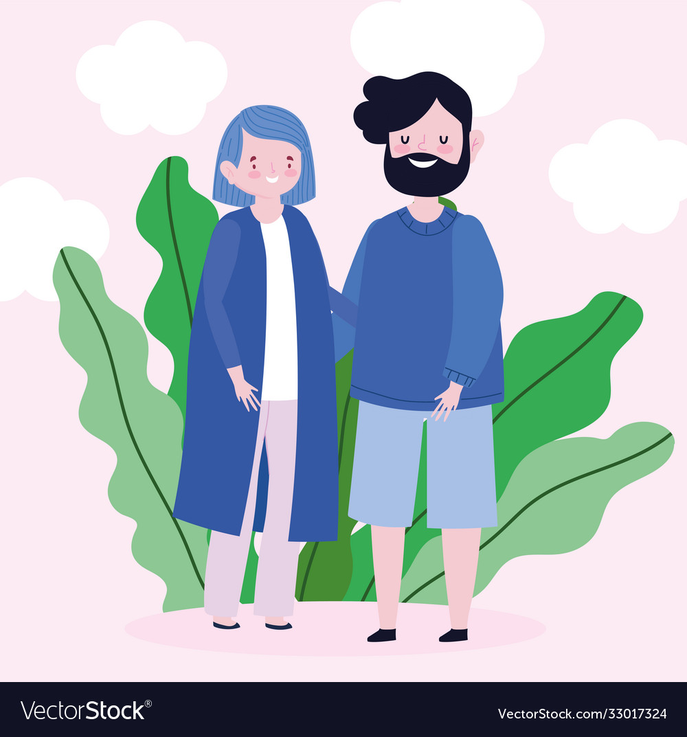 Family parents member cartoon character foliage Vector Image