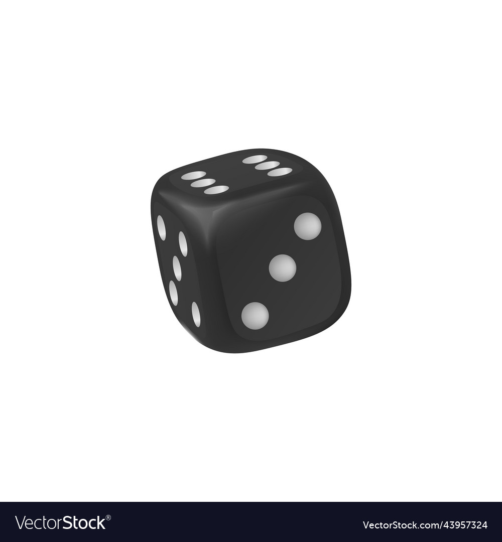 Isometric view of black realistic dice with random