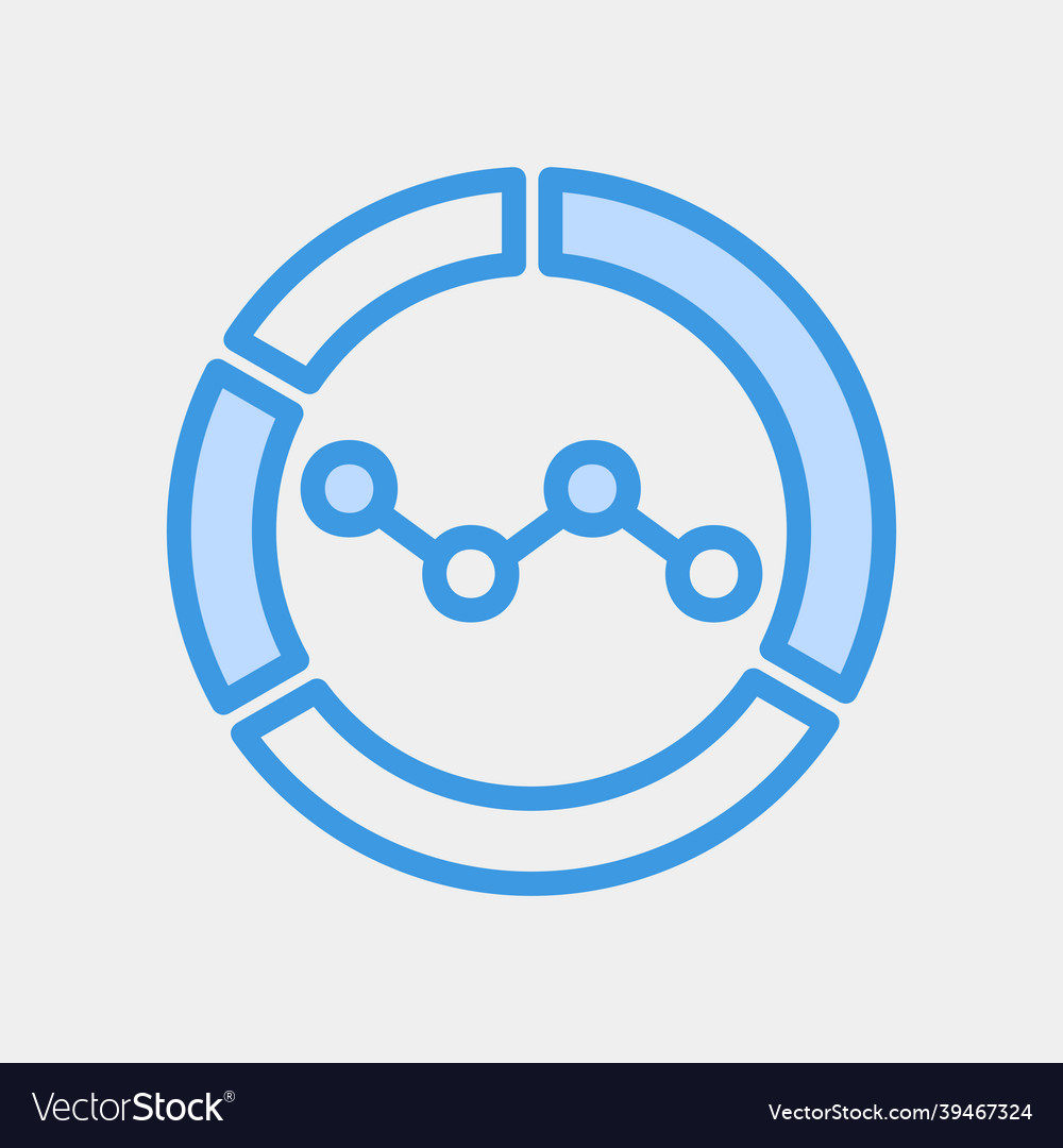 Pie chart icon in blue style for any projects vector image Pie chart icon in blue style for any projects
