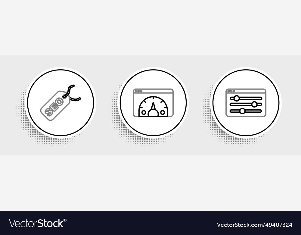 Set line browser setting seo optimization vector image Set line browser setting seo optimization
