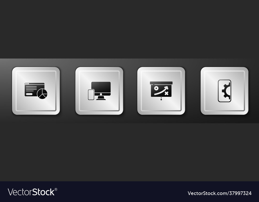 Set website statistic monitor and mobile vector image Set website statistic monitor and mobile
