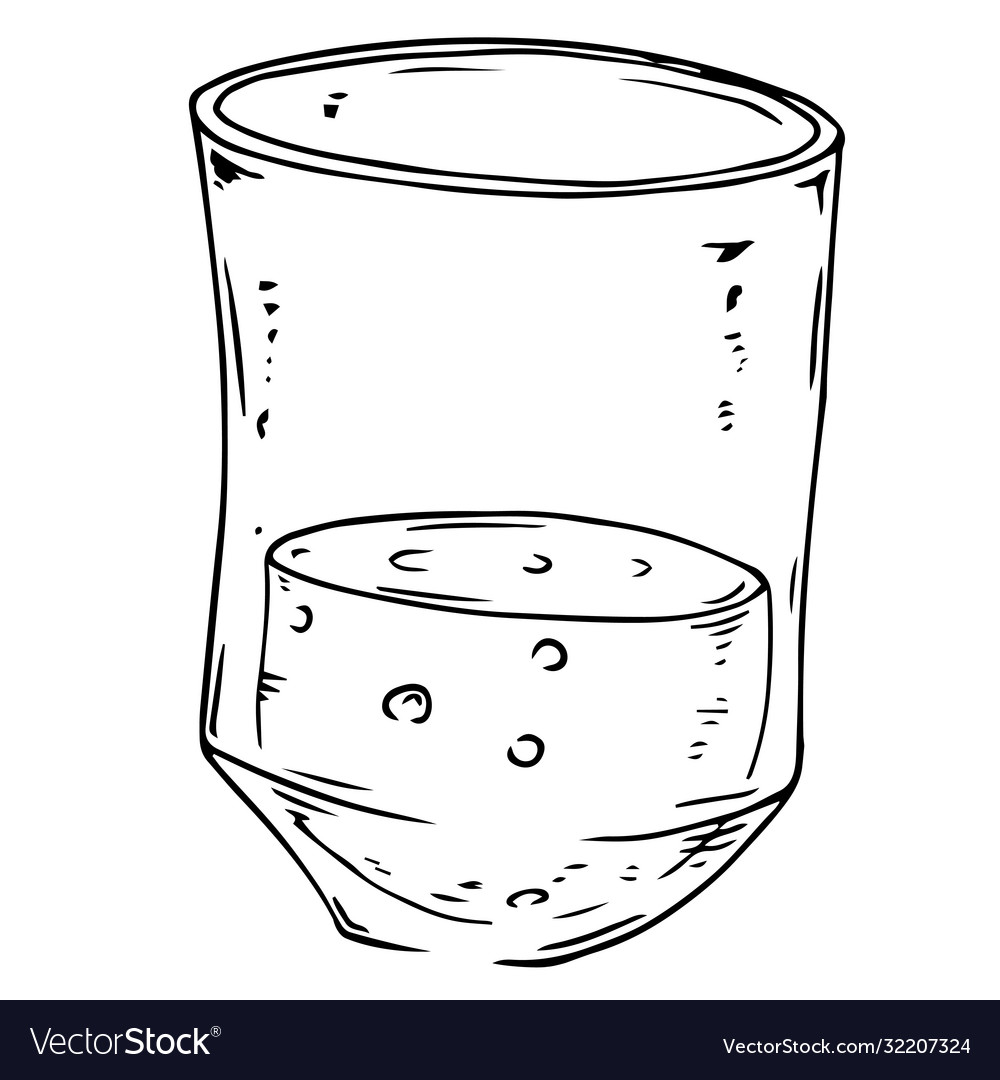 Shot glass icon a with vodka hand