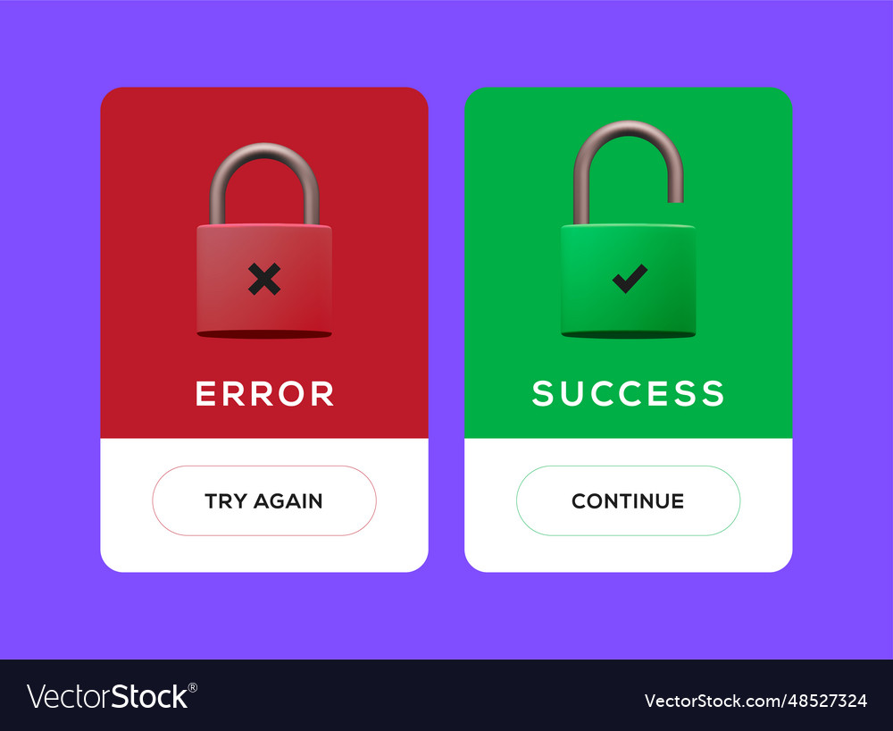 Success and error access popup window ui banner