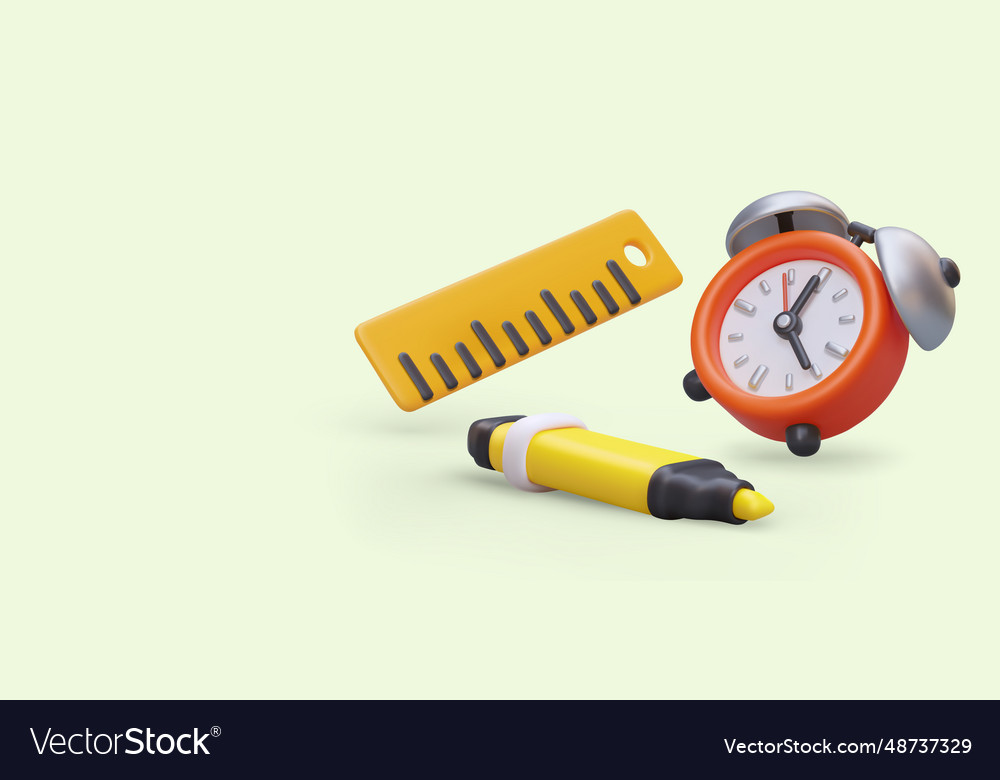 3D Alarm Clock with Ruler and Marker