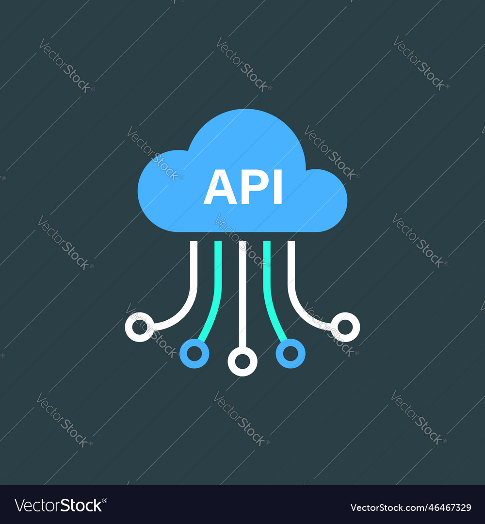 Api icon in flat style software integration vector image Api icon in flat style software integration