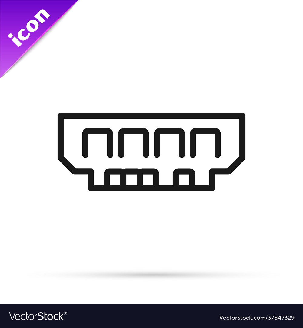 Black line ram random access memory icon isolated