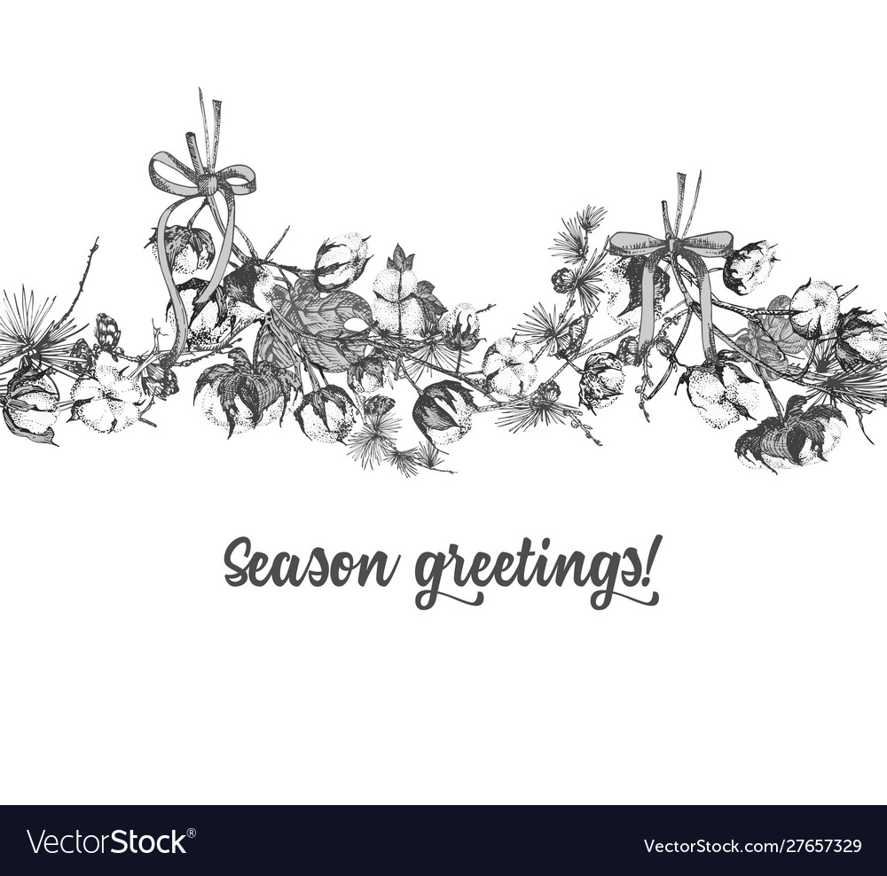 Botanical Christmas Garland Sketch