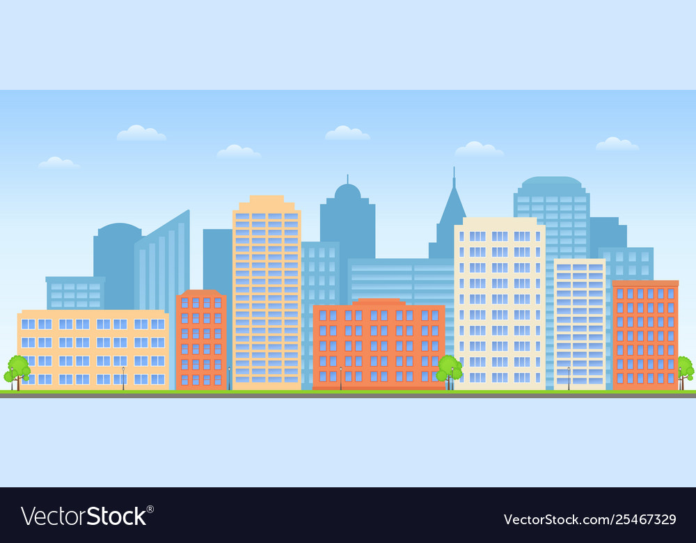 Cityscape street skyline buildings city Vector Image Cityscape street skyline buildings city