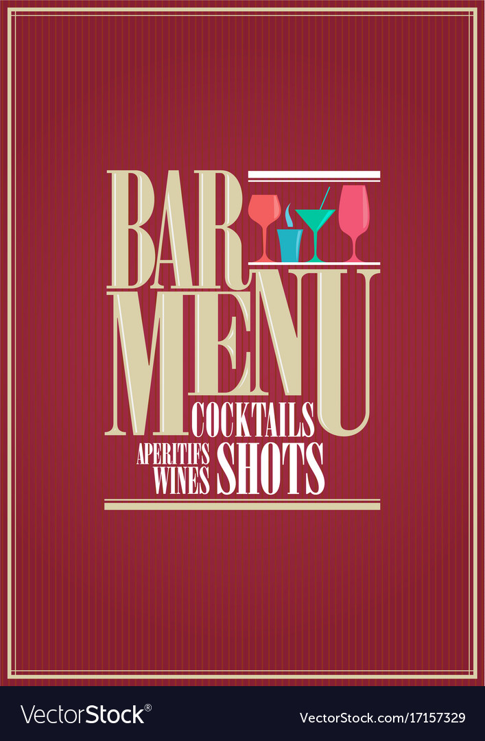 Cocktails and wine restaurant bar menu design