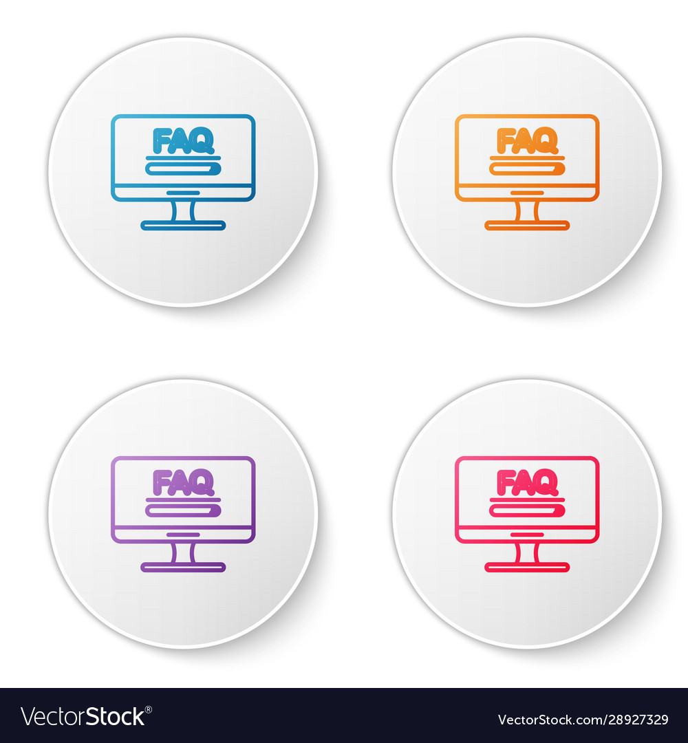 Color line computer monitor with text faq vector image Color line computer monitor with text faq