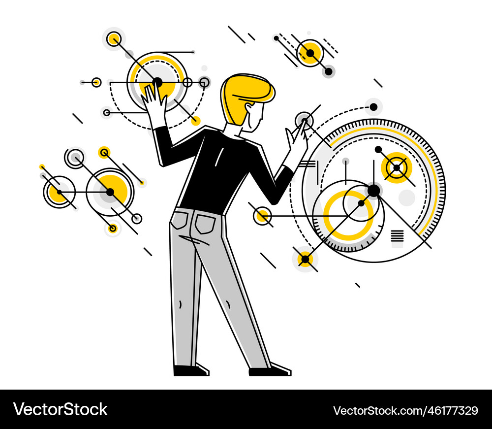Engineer working on a project mechanic specialist Vector Image