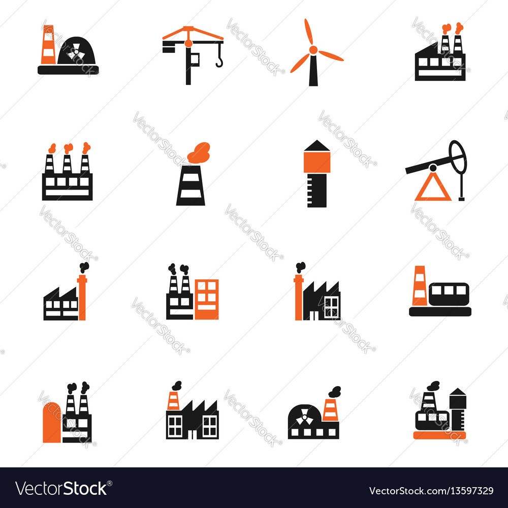 Industrial building icon set