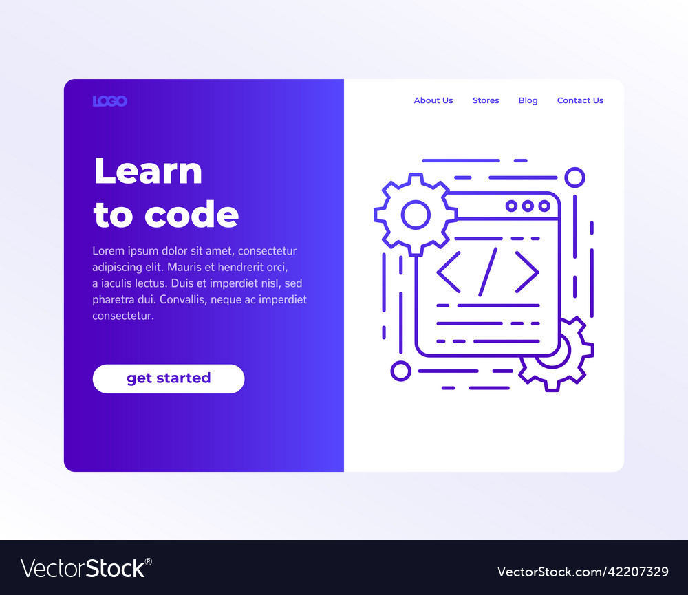 Learn to code web page banner design Vector Image Learn to code web page banner design