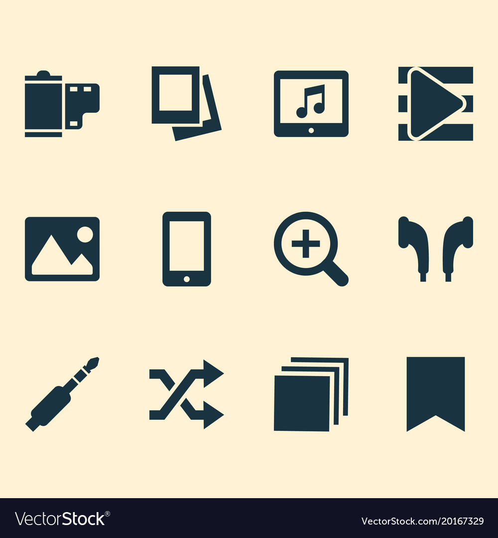 Music icons set with gallery application image